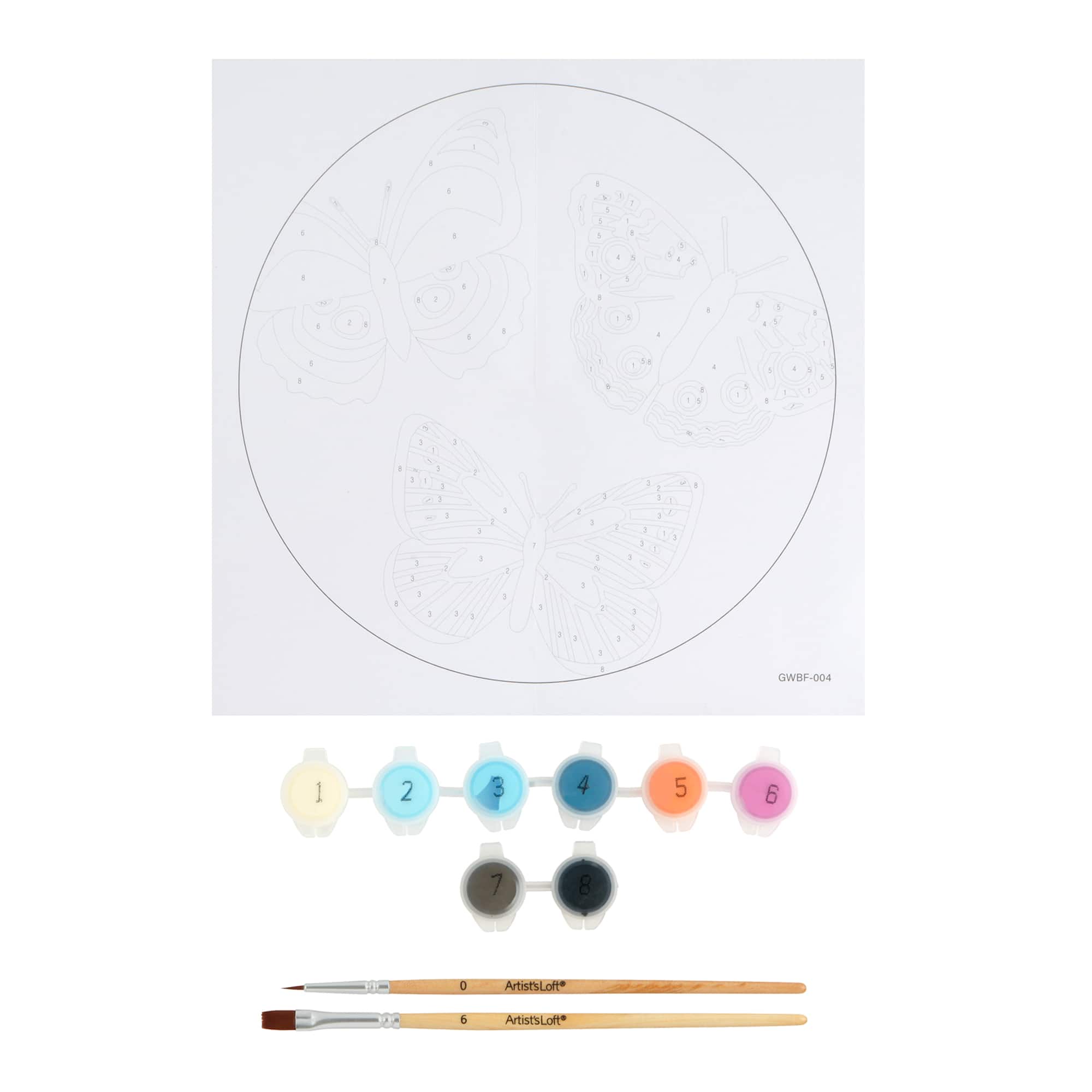 Butterflies Paint-by-Number Round Plywood Surface Kit by Artist's Loft®
